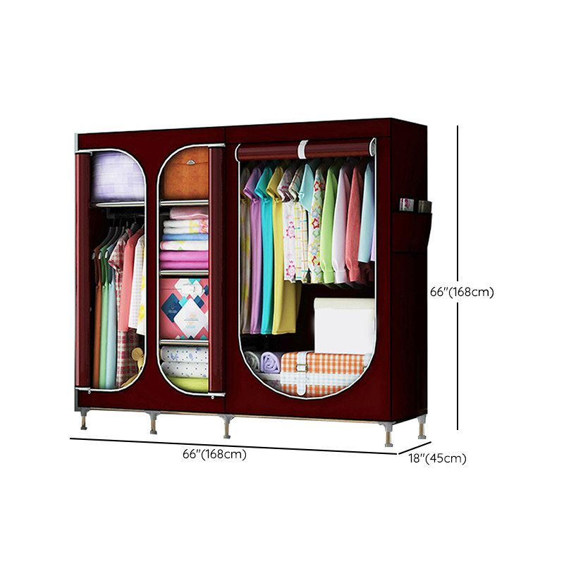 Contemporary Style Steel Wardrobe 3-door Wardrobe Closet with Legs