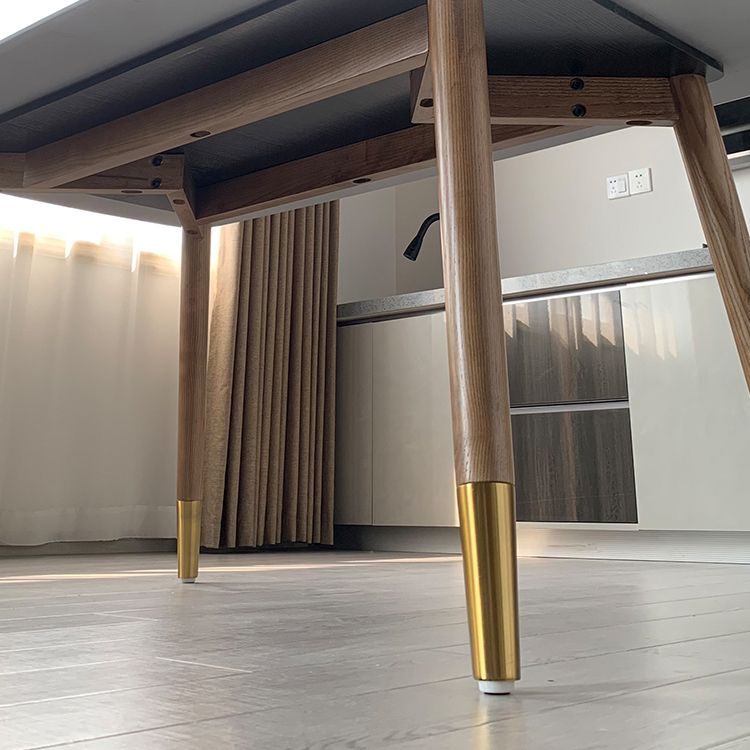 Mesa de comedor bicolor de piedra sinterizada Mesa de lujo de 4 patas para comedor