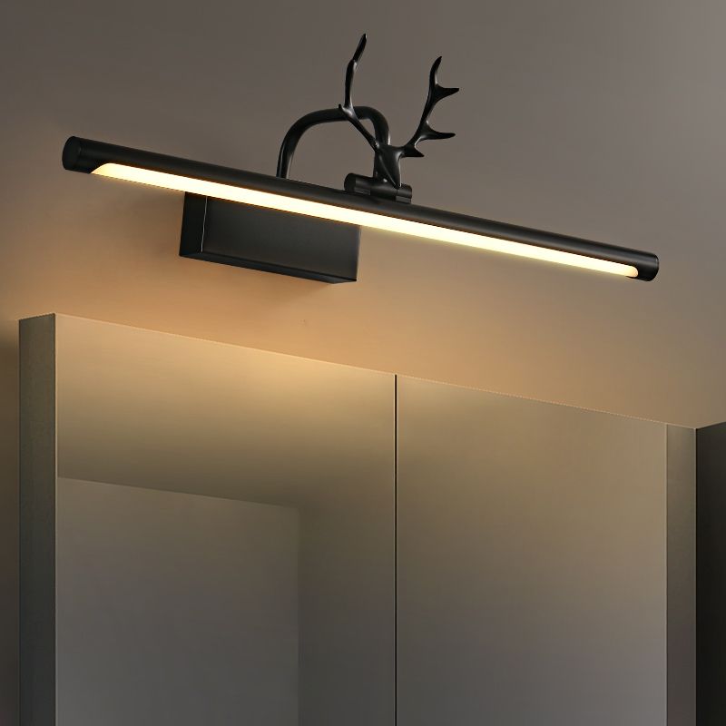 Luz de led recta lámpara de tocador de latón estilo americano con astas para el baño