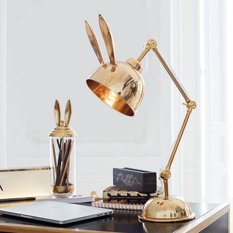 Rabbit Shaped Night Table Light Simple Metal 1 Head Bedroom Nightstand Lamp  with Swing Arm
