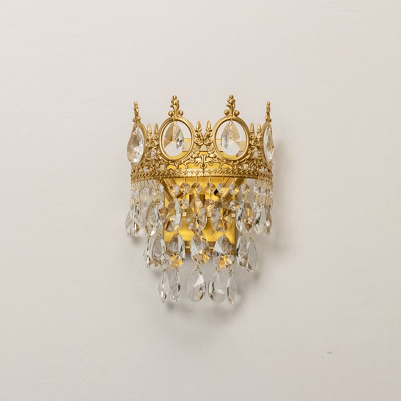 Iluminación de matorral de la pared de la corona cristal de estilo moderno de 3 luces luz de montaje de pared en latón