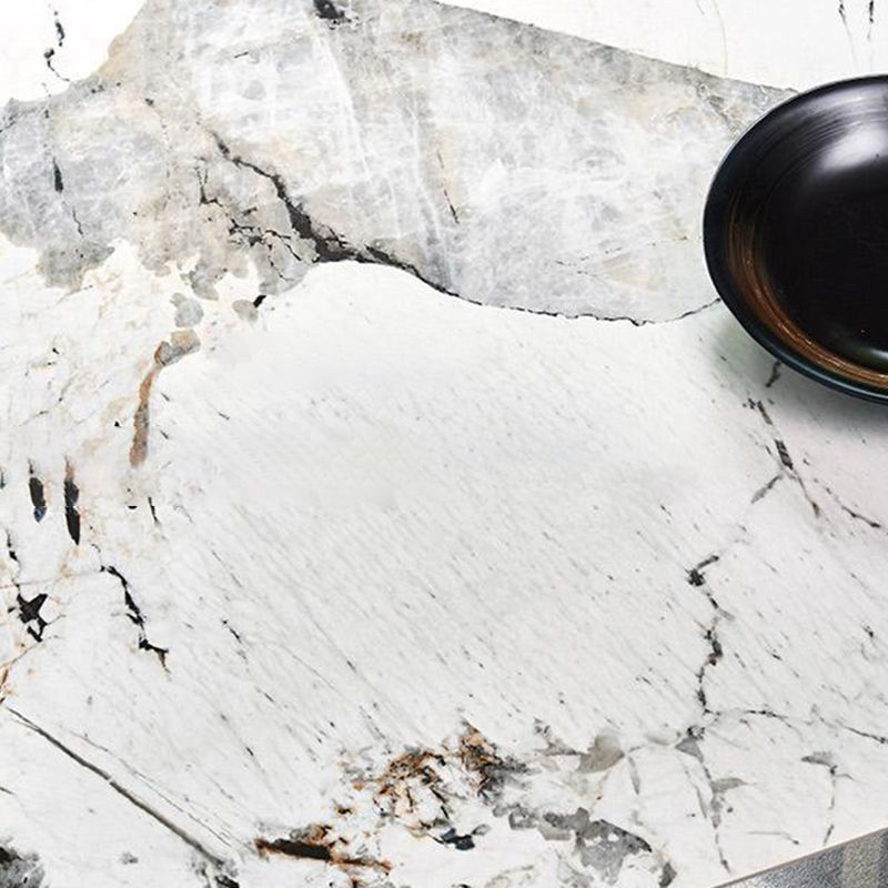 Rectangle Stone Top Dining Table Modern Metal Base Dining Table for Living Room