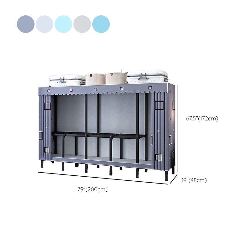 Contemporary Wardrobe Armoire with Shelves Steel Wardrobe Cabinet