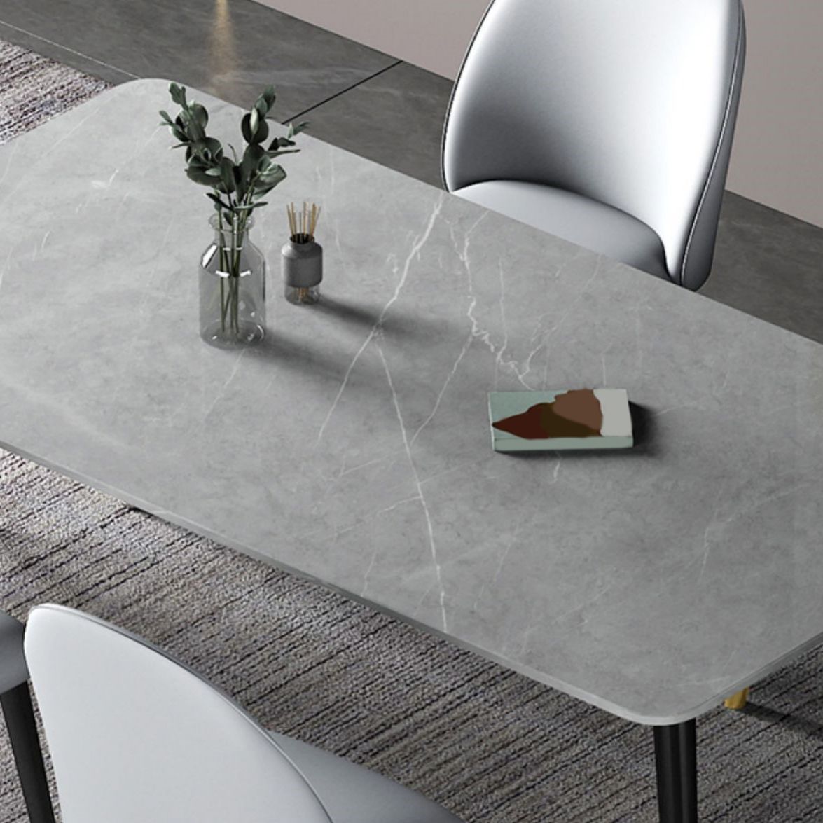 Modern Rectangle Dining Table Set 1/2/3/5/7 Pieces Dinette Set with Sintered Stone Top