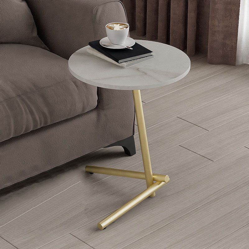 Round Slate Pedestal Side Table Modern Minimalist Side Table