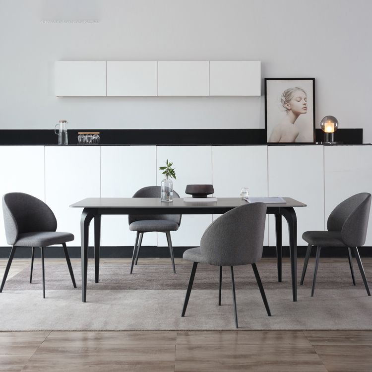 Industrial Grey Table for Restaurant Dining Table with Meal Base and 4 Legs