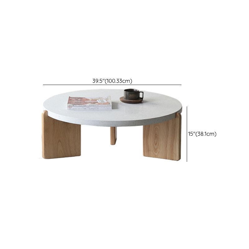 Solid Wood Coffee Table Modern Natural & White Geometric Cocktail Table