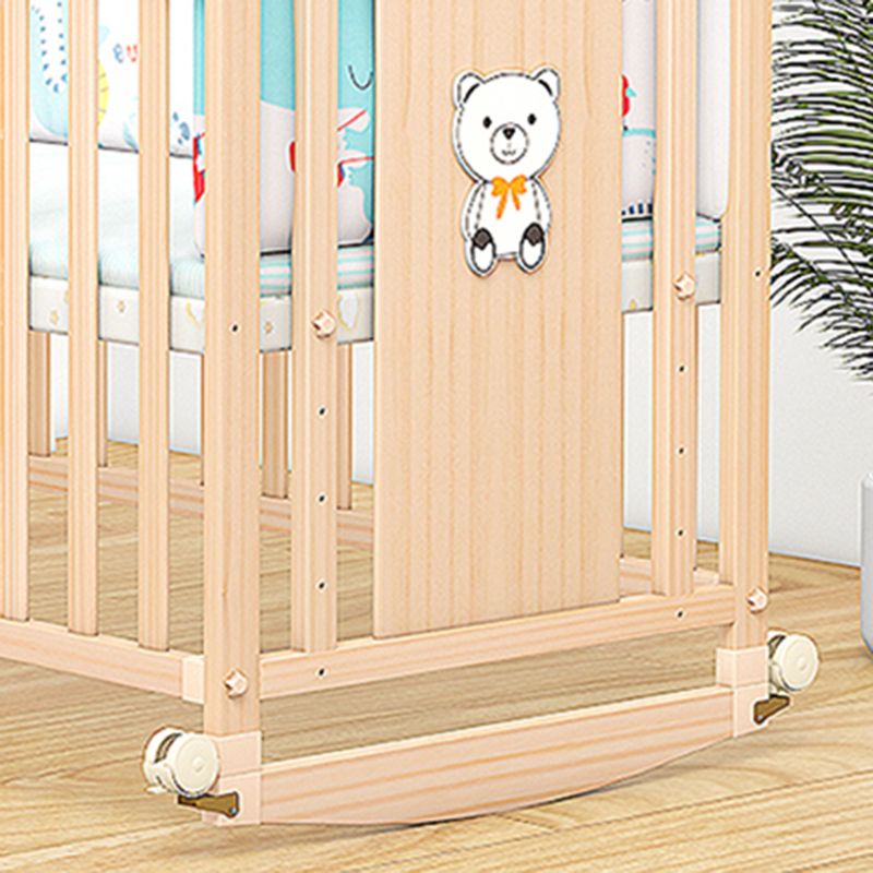 Farmhouse Wooden Baby Crib Pure Color Animal Pattern Nursery Bed