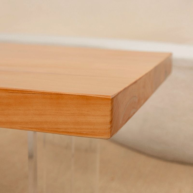 Scandinavian Solid Wood Rectangle Top Coffee Table Acrylic Sled Cocktail Table