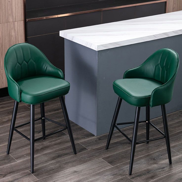 Matte Finish PU Leather Footrest Barstool Scandinavian KTV Stool