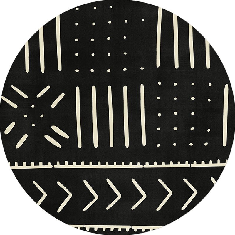 Tapis moderniste géométrique avec tapis en polyester noir et jaune Stripe Backing Not Slip Washable Pet Friendly Tap pour chambre à coucher
