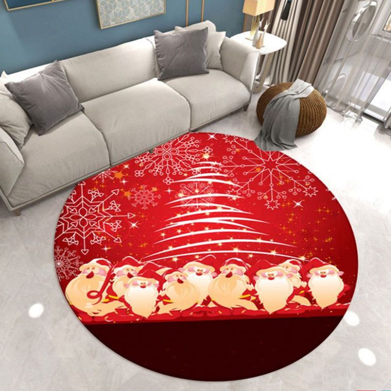 Red Minimalist Carpet Polyester Candle Carpet Washable Carpet for Living Room