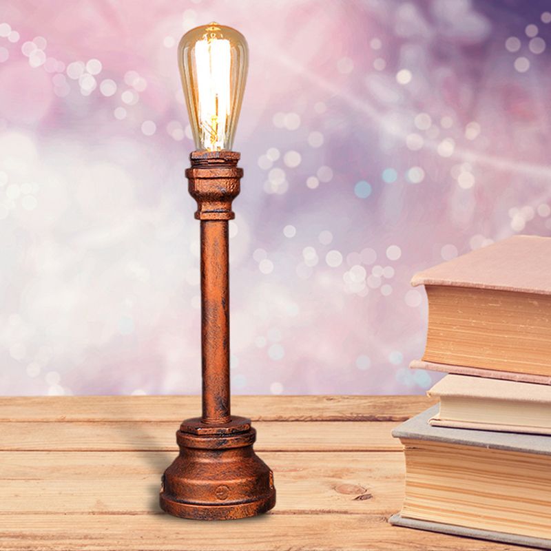 1 Light Exposed Table Lighting Industrial Style Copper / Antique Black Metal Table Lampe avec conception de tuyaux pour restaurant