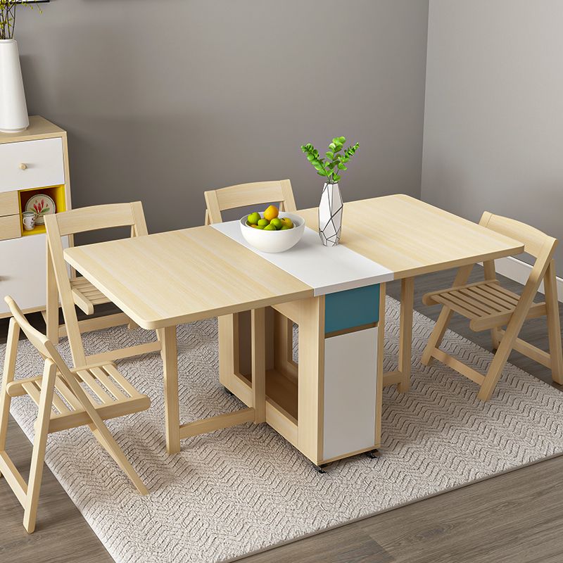 Mid-Century Dining Table Rectangle Drop-Leaf Sintered Stone Table for Home (only Table)