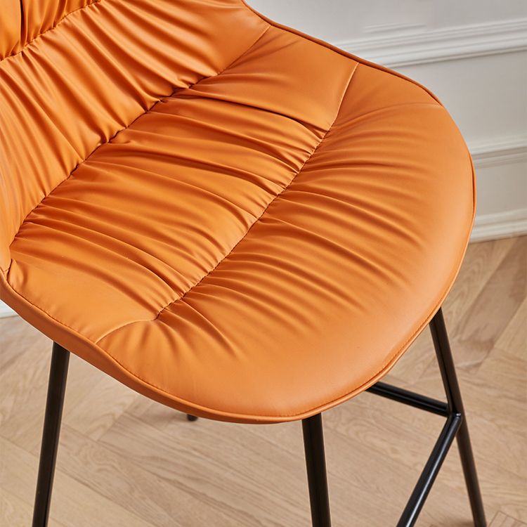 Contemporary PU Upholstery Low Back Bar Stools with Metal Legs