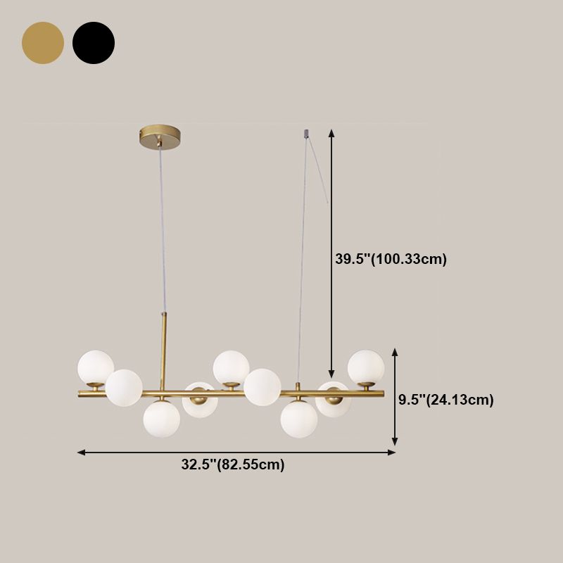 Multi-Head Island Lighting Fixtures Modern Restaurant Suspension Lamp with Glass Shade