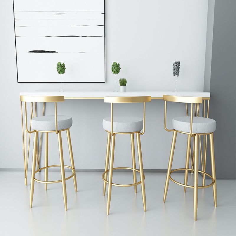 Glam Armless Backrest Counter Stool Iron Bar Stool with Cushion and Pedal for Kitchen Use