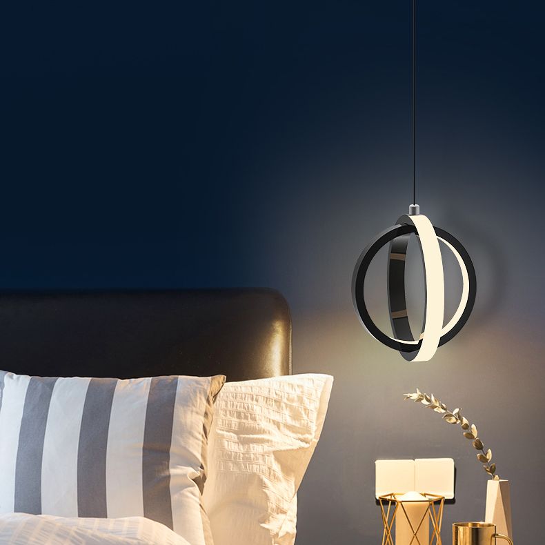 Aluminium LED Hanging Light in Modern Minimalist Style Silicone Globe Pendante Light for Bedroom