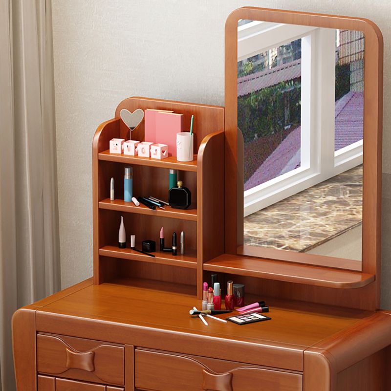 Brown Makeup Table with 2 Drawers 18.50" Wide Vanity Tables with Mirror