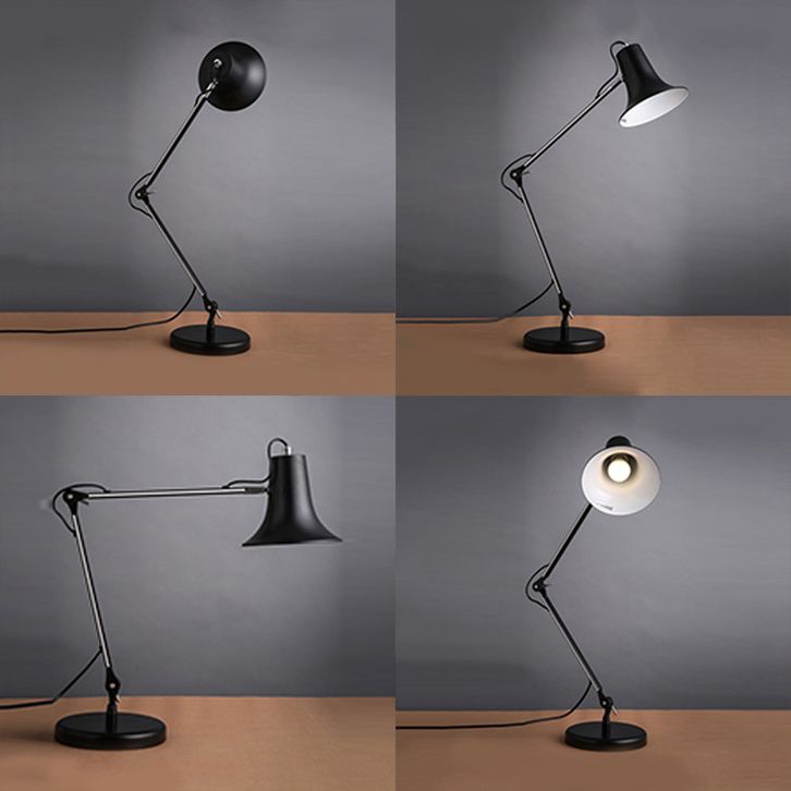 Lampe de bureau en forme de cloche Contemporain Elemy Metal 1 Éclairage de bureau réglable d'étude légère en noir