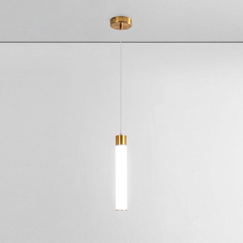 Zeitgenössischer Stil Zylinderform Pendelleuchte Leuchte Metall 1 Lichthängerlampe in Gold