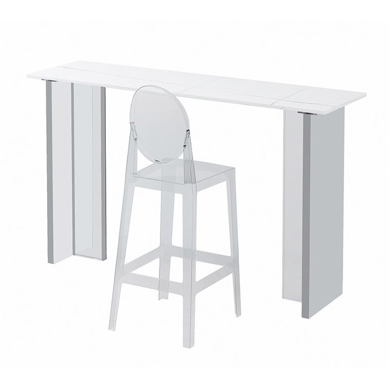 Contemporary Sintered Stone Acrylic Base Bar Table for Kitchen Dining Room