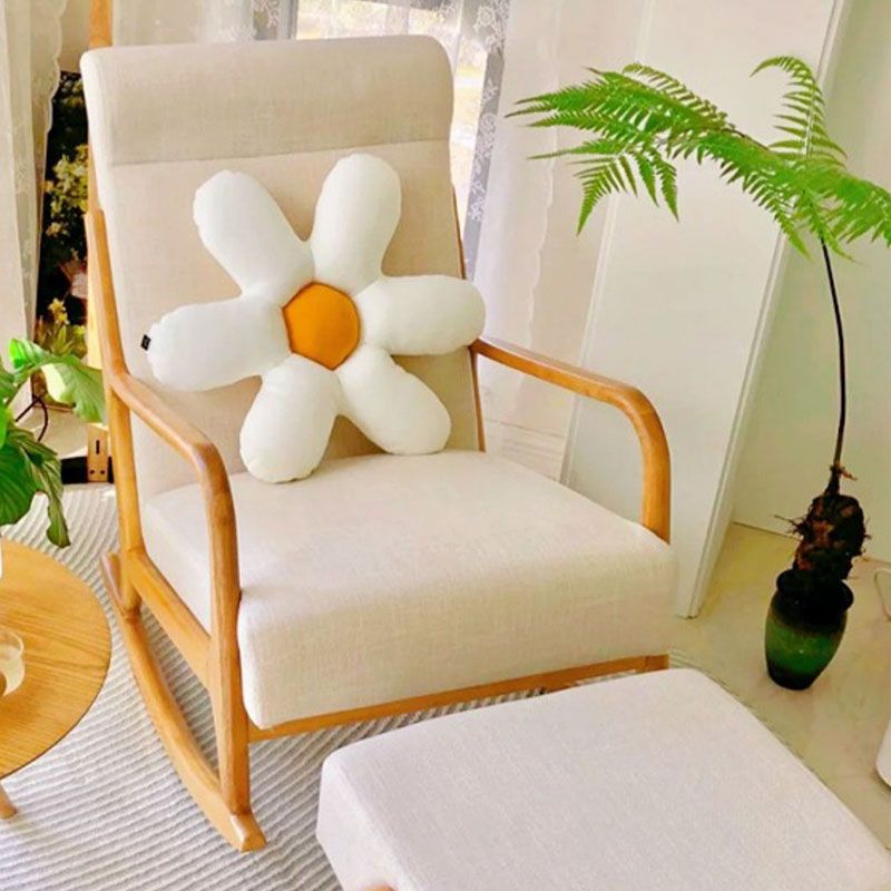 Contemporary Rocking Chair Upholstered Antique Finish Rocking Accent Chair