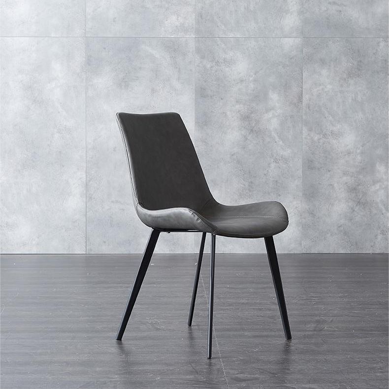 Industrial Upholstered Armless Chair Kitchen Parsons Faux Leather Side Chair