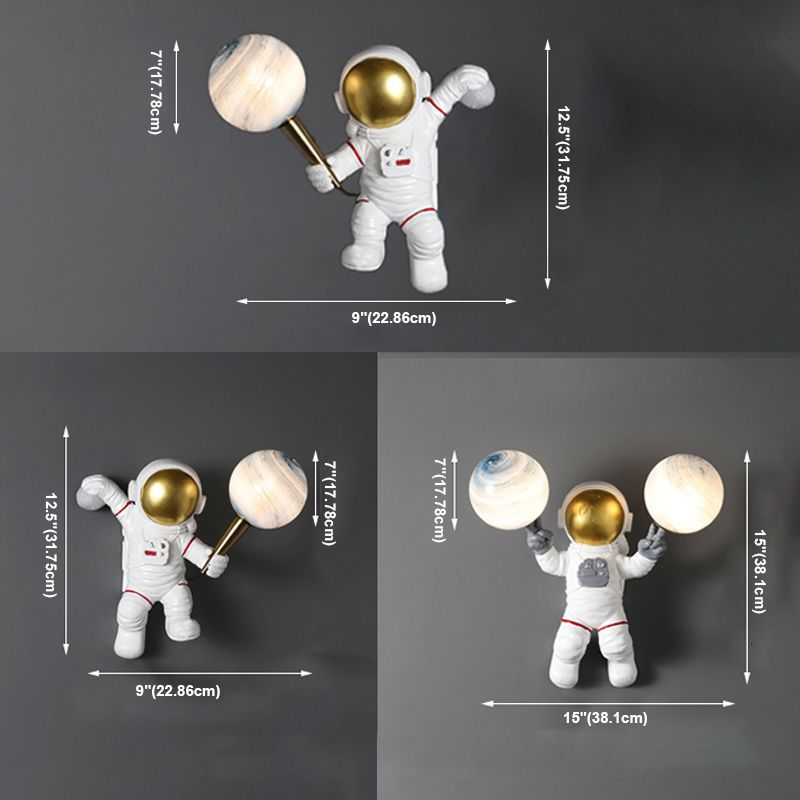 Bambini astronauta a forma di muro illuminazione da letto da camera da letto lampada da parete