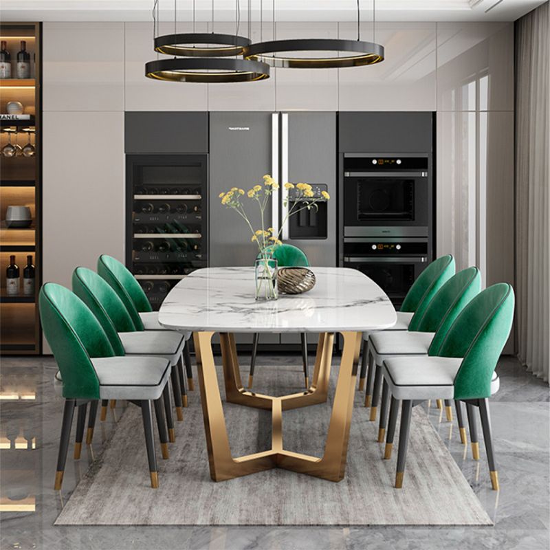 Glam Dining Faux Marble Table Rectangle Table with Metal Legs for Kitchen