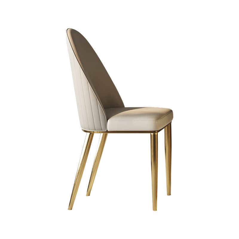 Glam Style Parsons Leather 4 Legs Dining Side Chair for Living Room