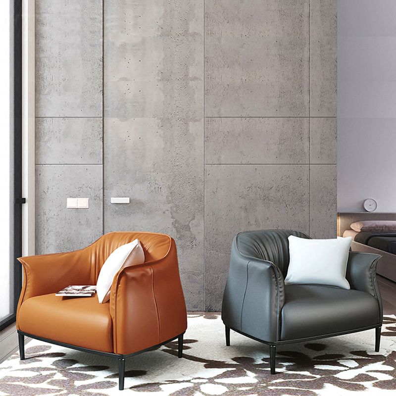 Bonded Leather Arms Included with Black Legs Flared Arms Accent Armchair