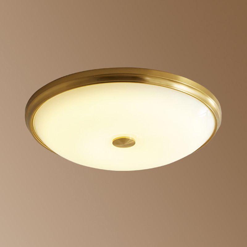 12.5"/16" Dia Antiqued Gold LED Flush Mount Simplicity White Glass Bowl/Round Ceiling Light for Bedroom