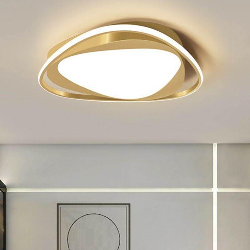Geometrical Flush Mount Lighting Minimalist Acrylic Bedroom LED Flush Mount Fixture in Gold