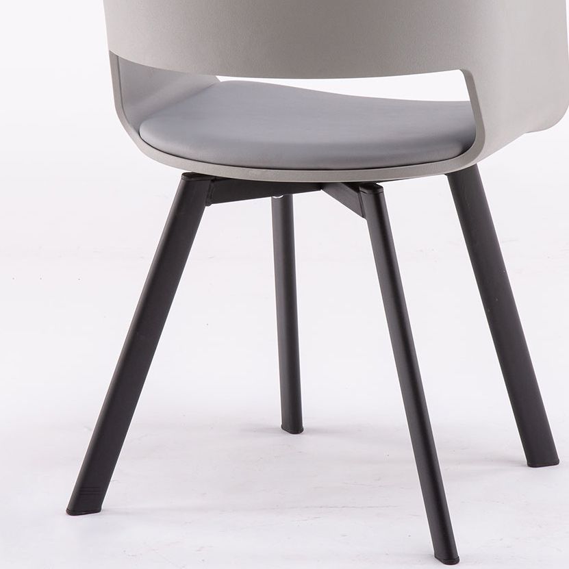 Contemporary Dining Arm Chair Matte Finish Plastic Open Back Chair