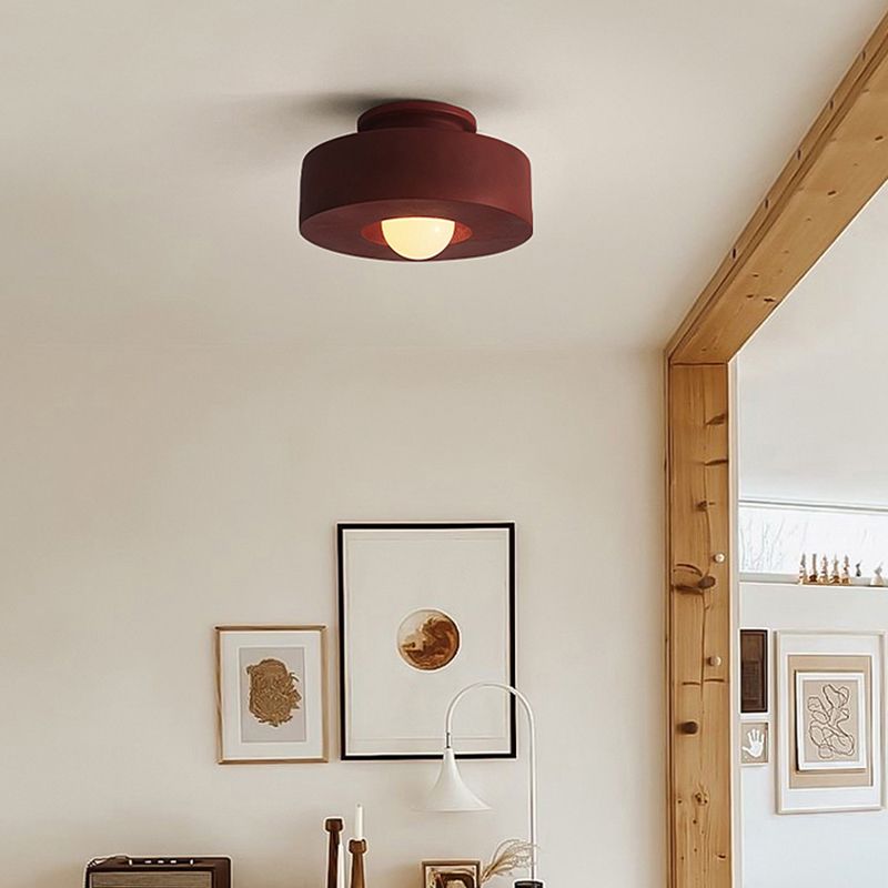Drum Shape LED Ceiling Flush Contemporary 1 - Light Flush Mount