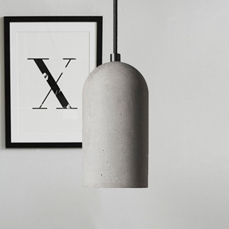 Elongated Dome Cement Down Lighting Factory 1 Bulb Living Room Pendant Ceiling Light in Grey