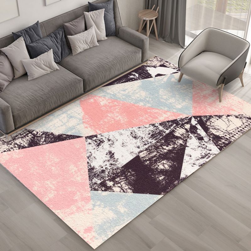 Contemporary Geometric Print Carpet Polyester Indoor Rug Stain Resistant Rug for Living Room