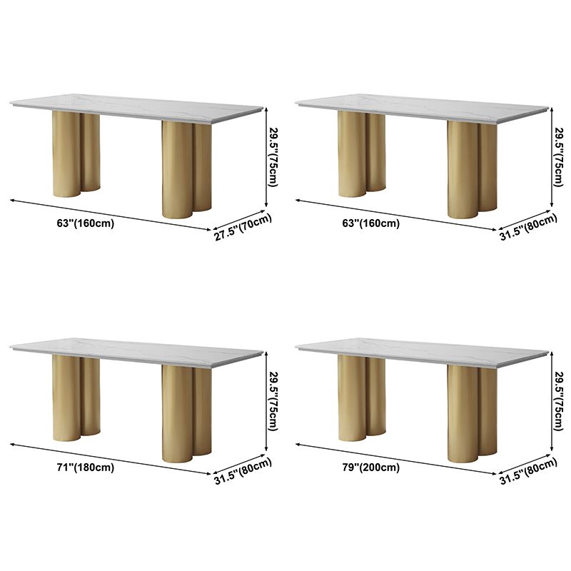 Metal Traditional Luxury Rectangle Indoor Table Sintered Stone Table for Home