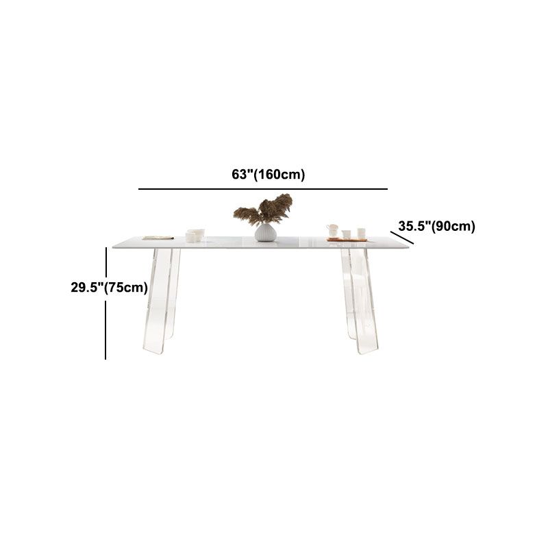 Modern 1/2/5/6 Pieces Acrylic Dining Table Set with White Sintered Stone Top Dinette Set