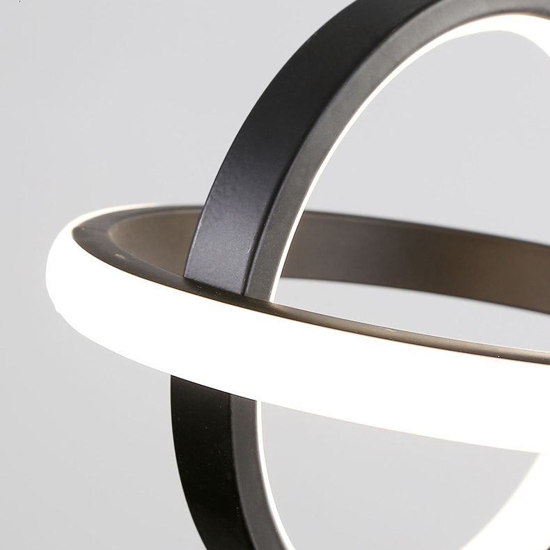 Pendre géométrique à LED noir dans la simplicité moderne Iron Lampe suspendue en fer à 2 légers avec nuance acrylique