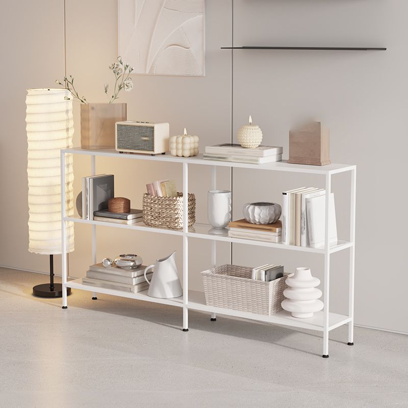 Modern Open Back Bookshelf Horizontal Metal Bookcase with Shelves