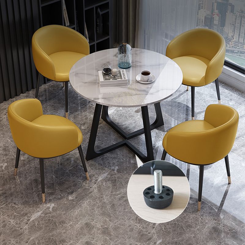 Wooden Dining Room Table for 2 Person Round Tabletop with Metal Pedestal Base