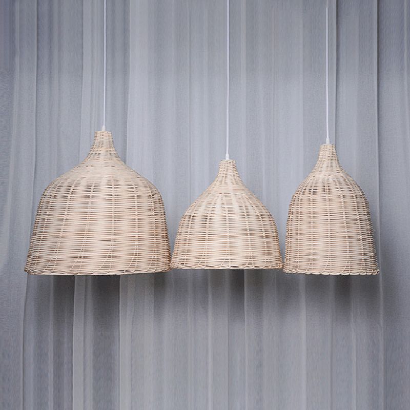 Modern Conical Ceiling Pendant Lamp Rattan 1 Light Pendant Lights