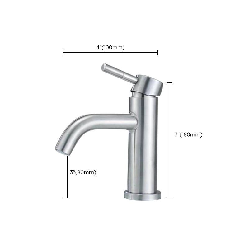 Stainless Steel Bathroom Faucet Chrome Lever Handle Sink Faucet with 1 Hole