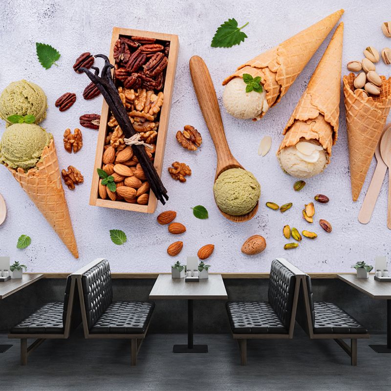 Customized Ice Cream Pattern Mural Wallpaper Mildew Resistant Commerce Shop