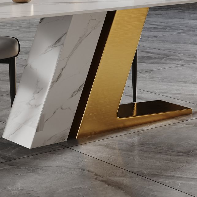 Glam Dining Table Set 1/4/5/7 Pcs Rectangle Dining Table with Wingback Chairs