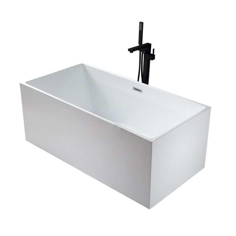 Flat bottom Acrylic Bathtub Soaking White Internal Drain Tub