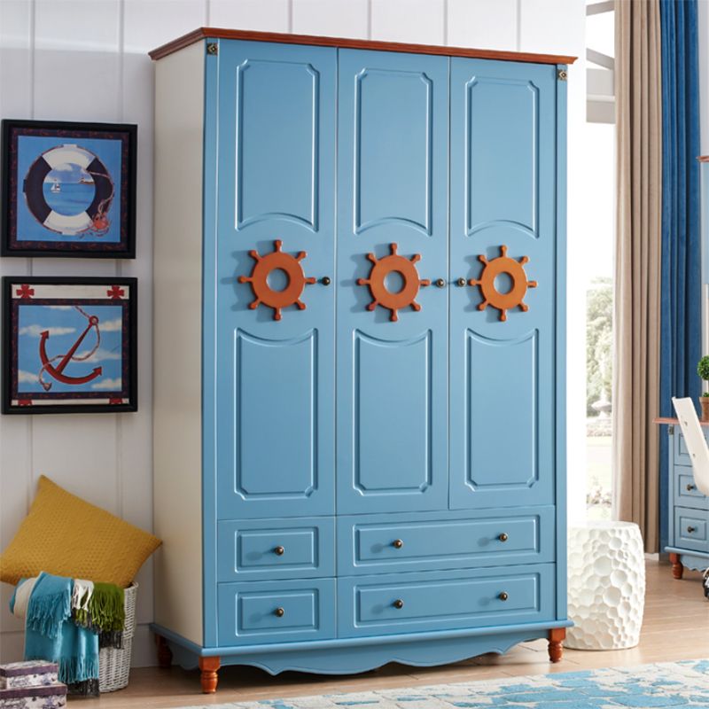 Coastal Wardrobe with Hinged Door Manufactured Wood Matte Finish Cabinet