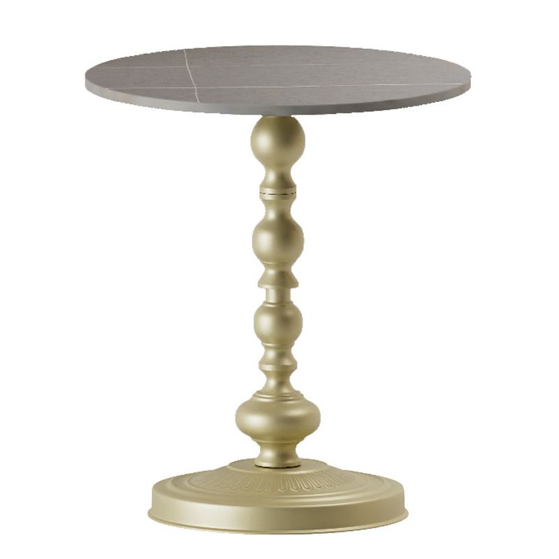 Modern Pedestal Corner Table Round Slate Side End Table for Living Room